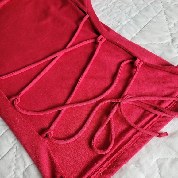 2/$40 🍩 Vintage Y2K Le Château Backless Tie Up Top - Picture 4 of 10